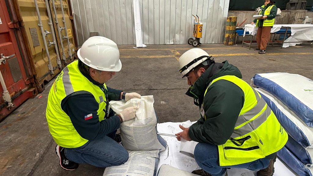 Personal del SAG realizando inspecciones fitosanitarias en el Terminal Internacional San Vicente en Talcahuano