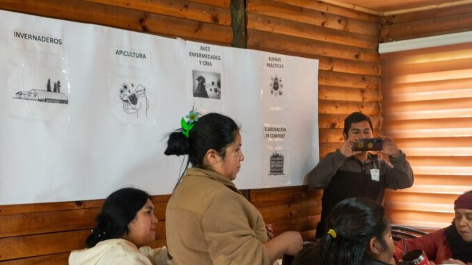 Emprendedoras indígenas de Santa Bárbara participando en el proyecto Sabores que Cultivan para mejorar sus ventas.
