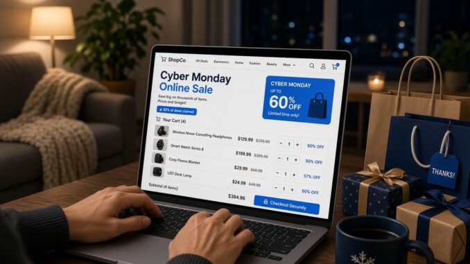 Persona revisando precios y ofertas en un ordenador antes del Cyber Monday